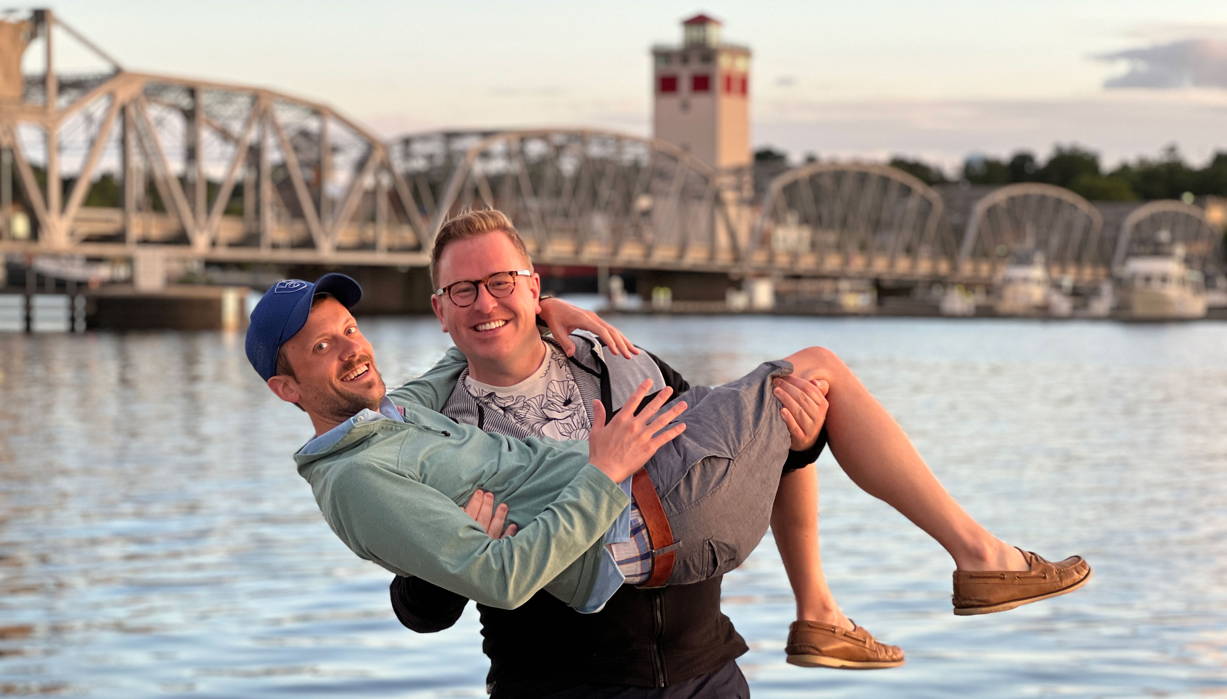 Taylor holding Mike in Sturgeon Bay